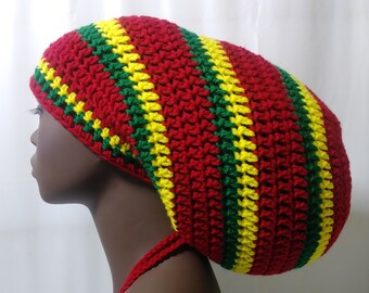 Dreadlock Beanie Rasta Hat Black Gold Dreadlock Hat Slouchy Beanie