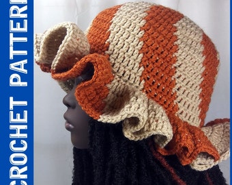 Spiral Ruffle Bucket Hat Crochet Pattern, Instant PDF Download