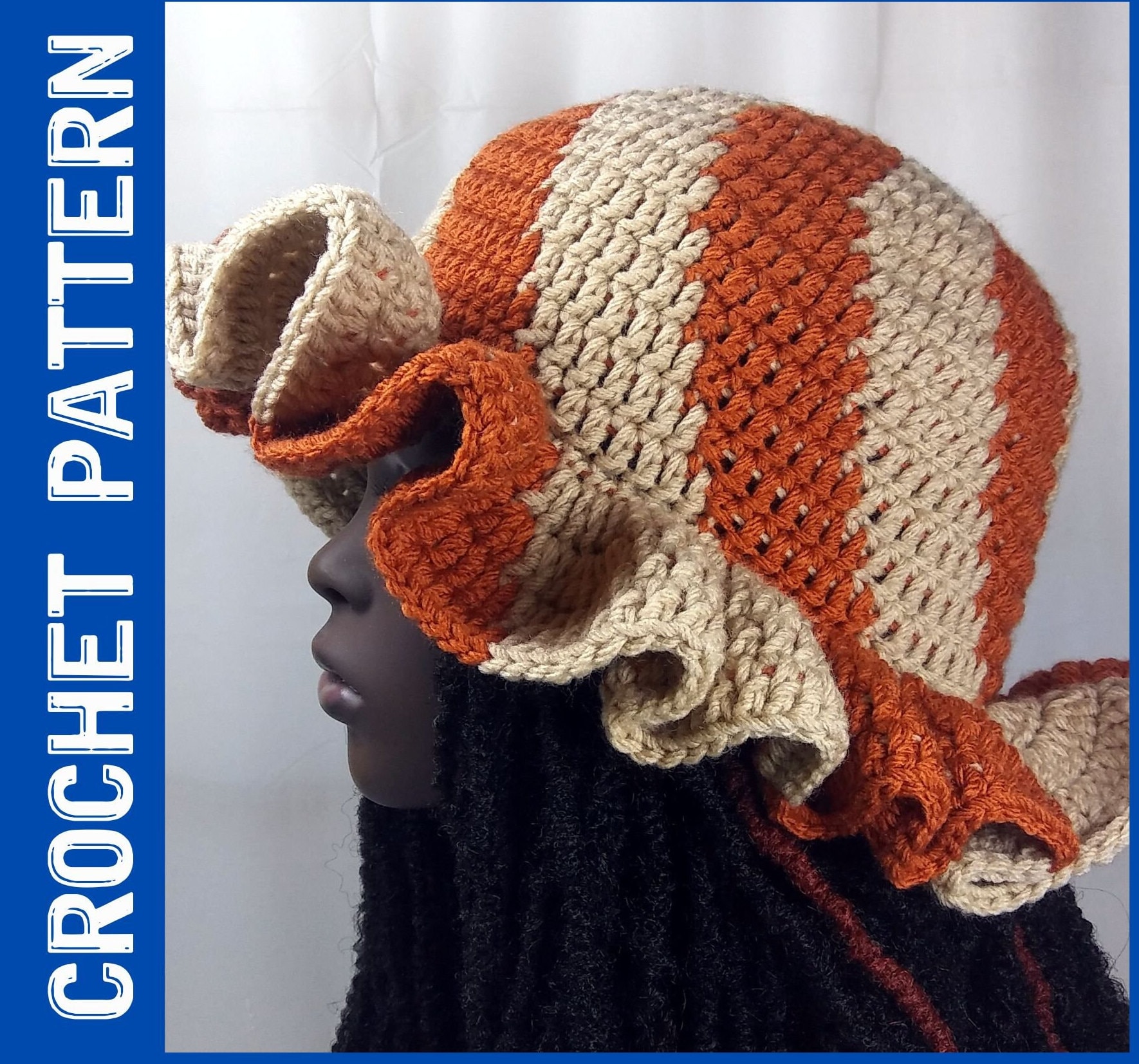 Spiral Ruffle Bucket Hat Crochet Pattern, Instant PDF