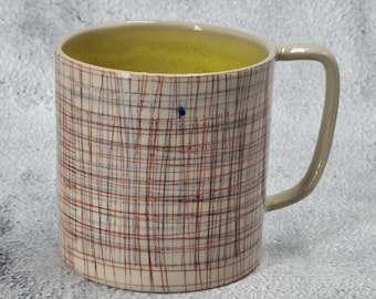 Keramiktasse - Karierte Keramiktasse, Keramiktasse, Küchen-Deko, 300 ml