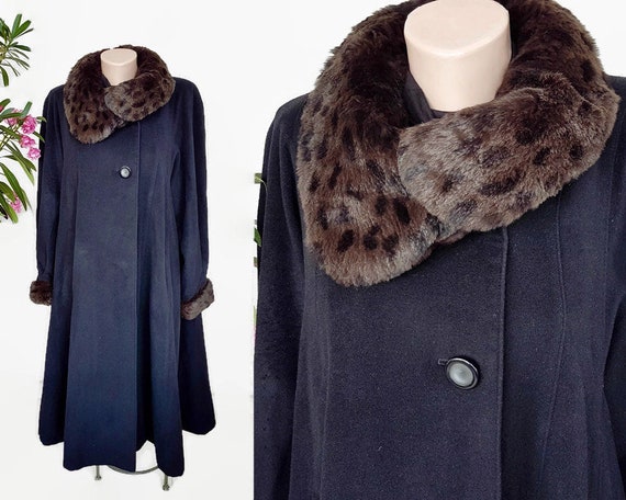 1980s wool and fur princess coat