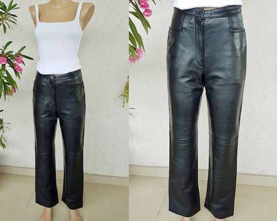 80s black leather pants Vuzem size 34