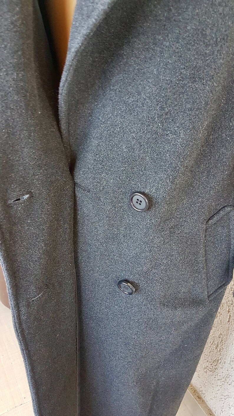 80s grey wool and velvet coat steampunk floor length coat MEDIUM