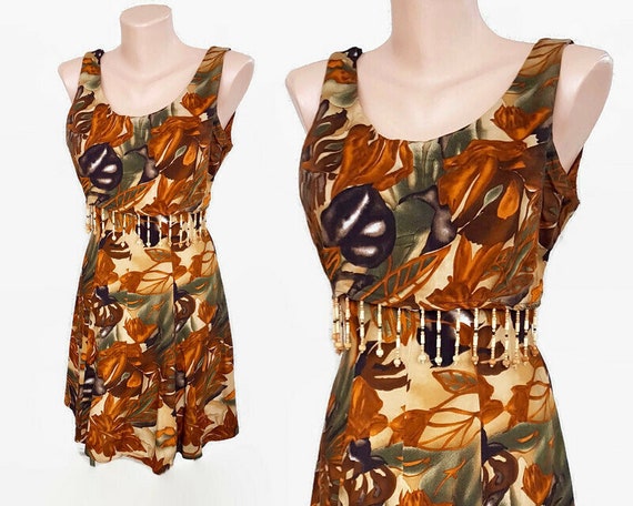 70s mini sundress fringe All that Jazz Medium