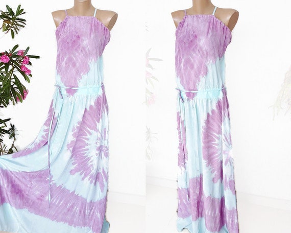 Hippie maxi dress tie dye 70s long skirt beach dre