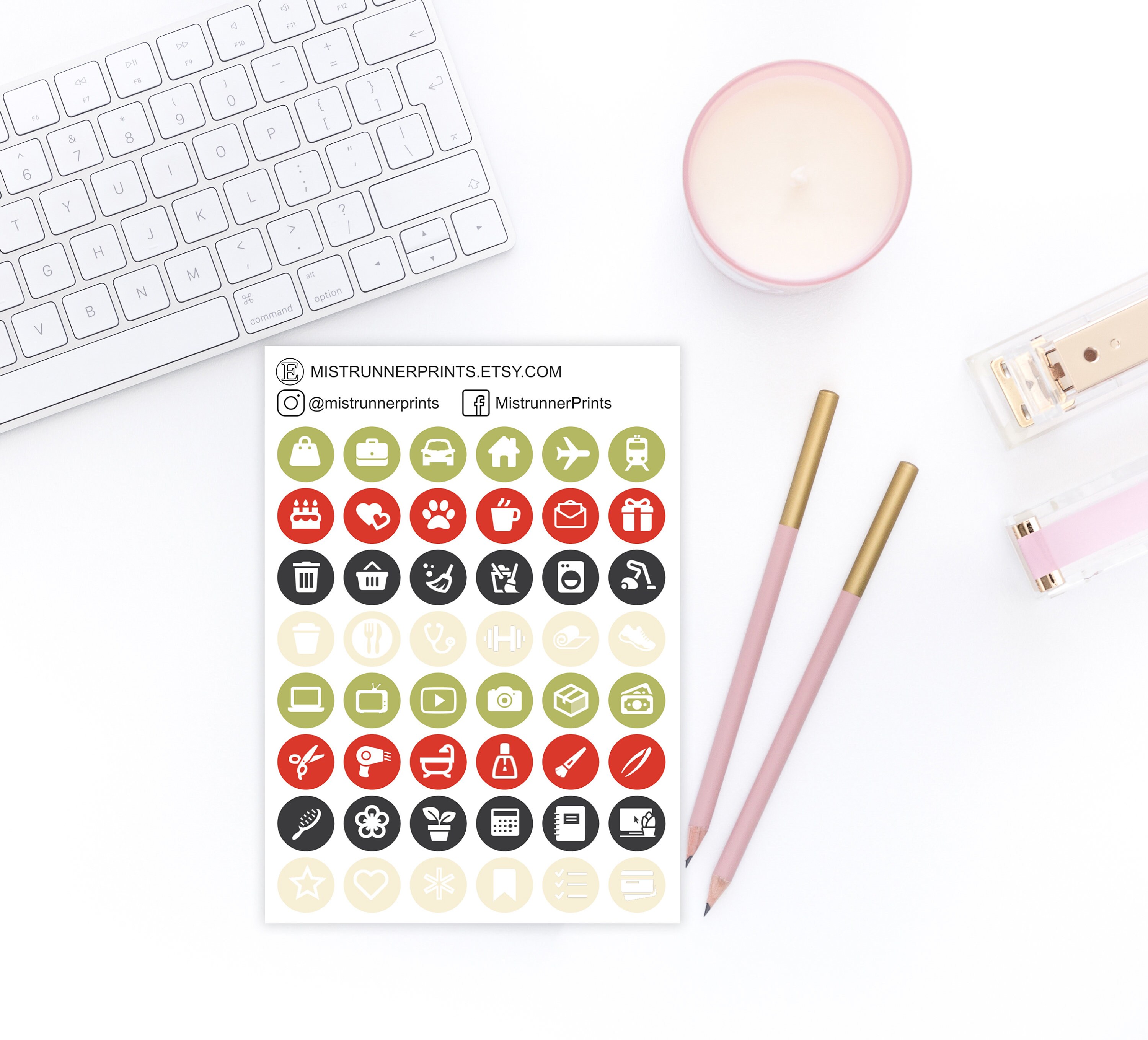 Red Poppy Flower Weekly Planner Sticker Kit - Etsy