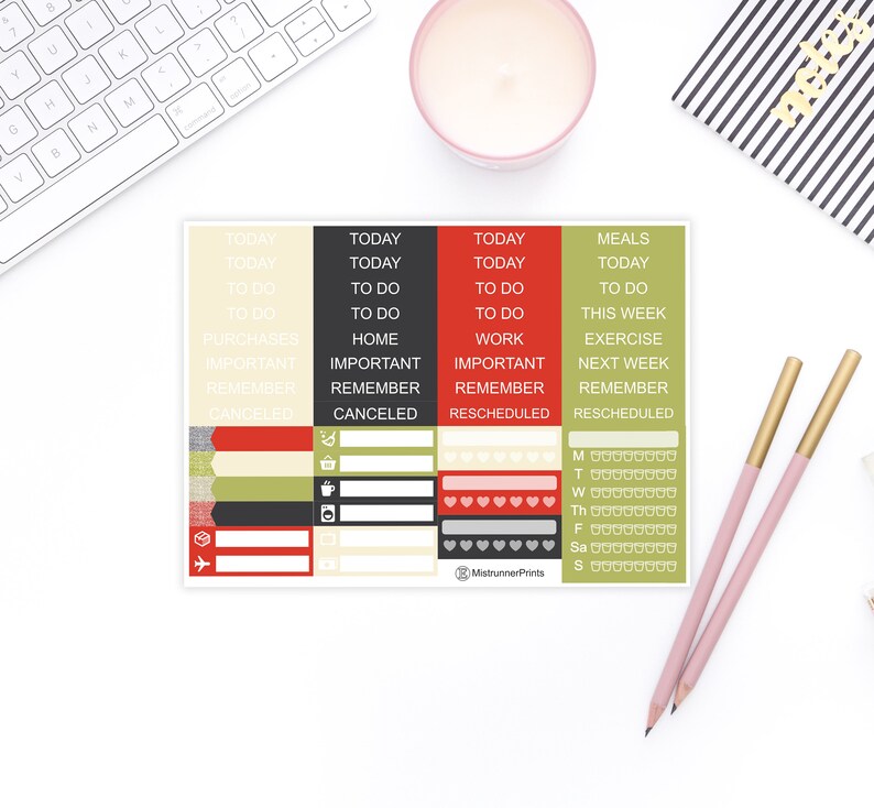 Red Poppy Flower Weekly Planner Sticker Kit - Etsy
