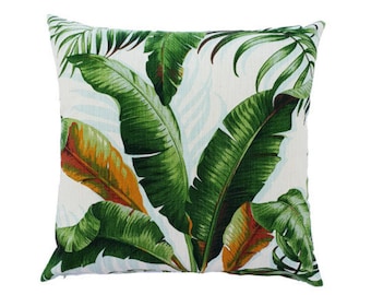 Cushions Tropical Pillow Cover, Cover Only, Green Tropical Indoor Cushions, Tommy Bahama cushions, Tropical Pillows, Palm Cushions