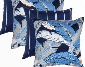 Blue Outdoor Cushion Cover, Cover Only, Hamptons Style  Cushions, Blue Cushions, Tommy Bahama cushions, Tropical Pillows