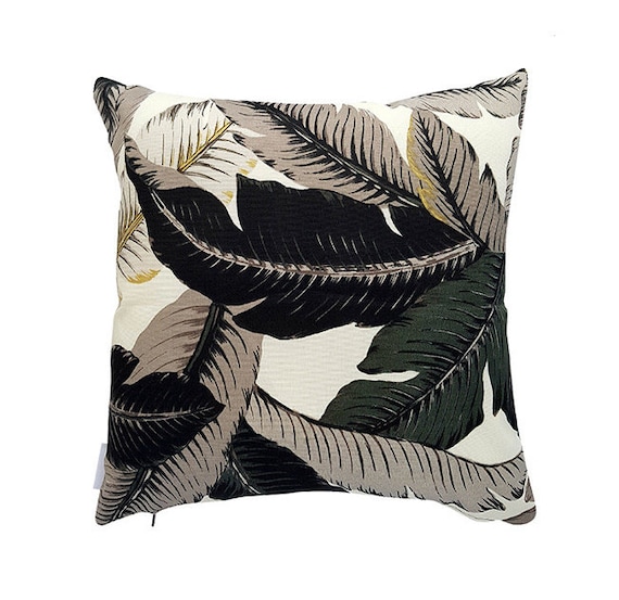Black And White Tropical Leaf Decorative Throw Pillow Cover Black And White Tropical Leaf Decorative Throw Pillow Cover