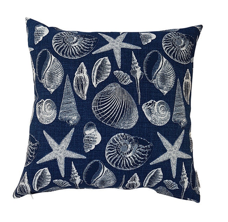 Coastal Outdoor Cushion Cover Cover Only Blue Nautical Sea Etsy