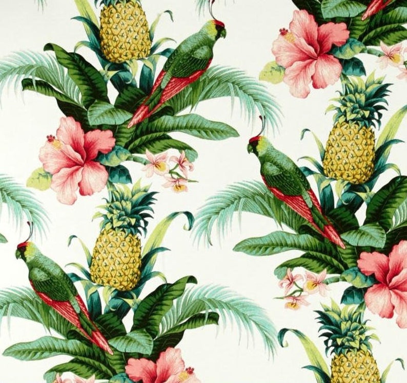 Tropical Bird and Pineapple Fabric Upholstery Cushion Fabric by Tommy Bahama Tommy Bahama INDOOROUTDOOR Fabric by the meter