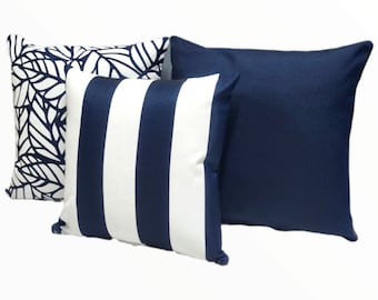 Blue Outdoor Cushion Cover, Cover Only, Hamptons Style Cushions, Blue Cushions, Striped Cushions, Warwick Cushions