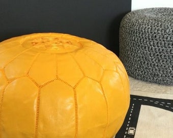 Mustard yellow Artisanal Morrocan Ottoman Pouffe Footstool Farmhouse Handmade Beautiful Hossock Genuine Seat morocan Hand Made pouf