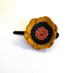 Small yellow leather flower hair clip