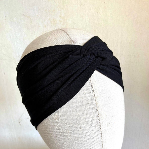 Large bandeau croisé en jersey noir