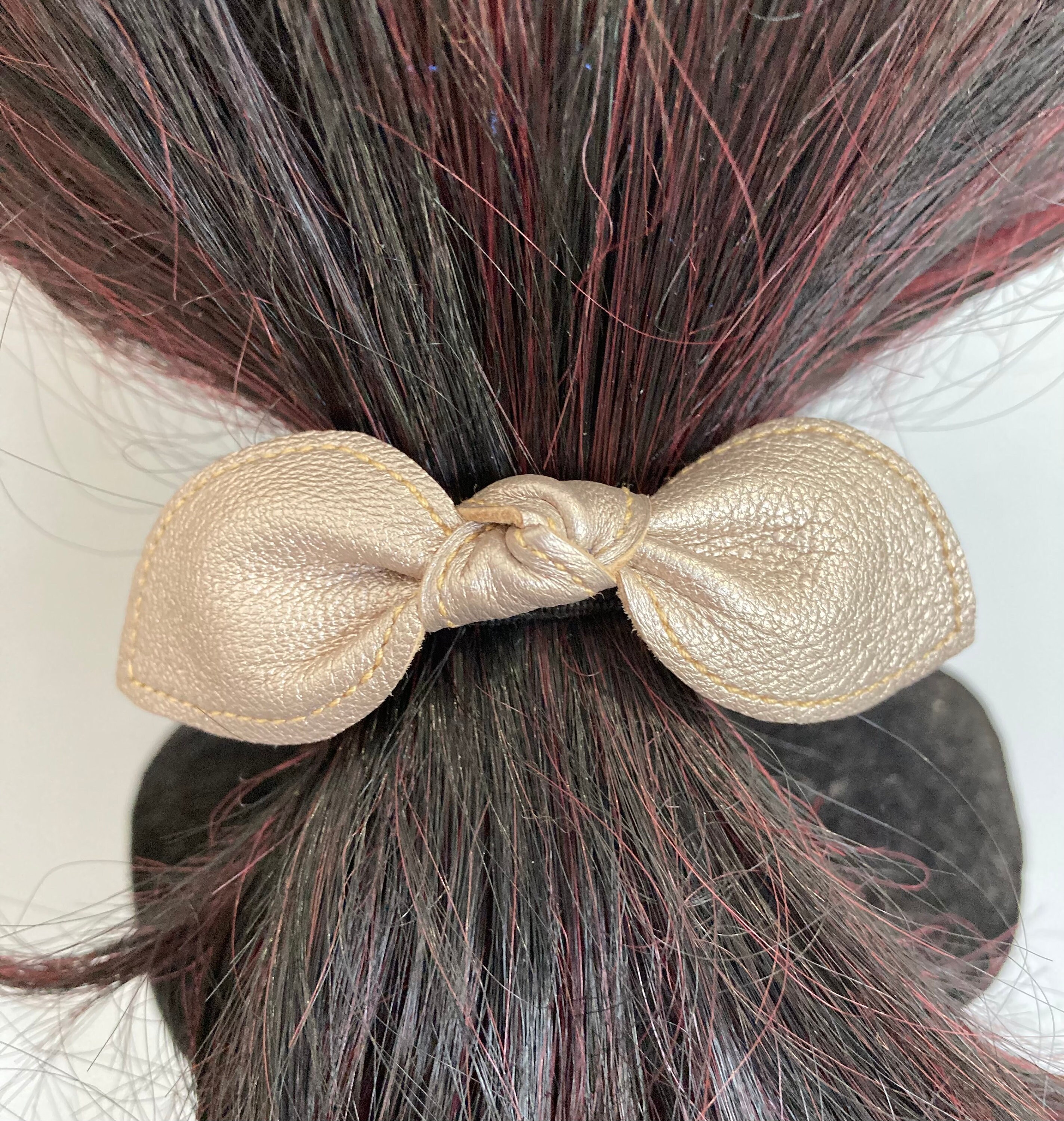 Topstitched Leather Bow Scrunchie - Etsy display picture 1