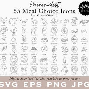 Mahlzeit Wahl Symbole in SVG EPS PNG jpg Minimalistische Lebensmittel Symbole Rind, Vegetarisch, Vegan, Glutenfrei, Milchfrei Burrito Vegan Quesadilla /B14-55
