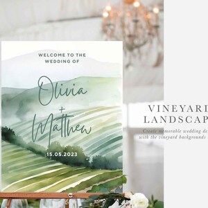 Vineyard Watercolor Landscape Clipart Winery Wedding Invitation Clipart ...