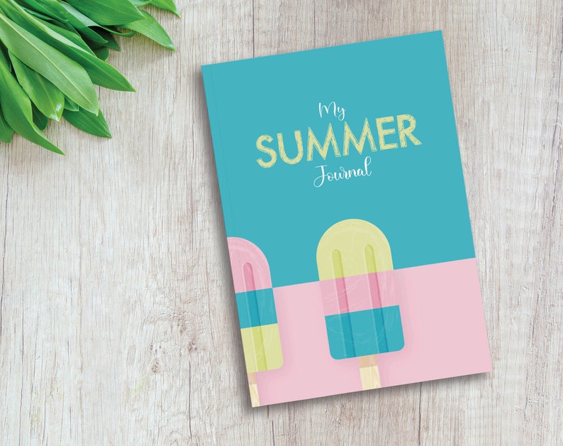 May include: A blue and pink journal with the text "My Summer Journal" and a graphic of two ice cream pops on the cover.
