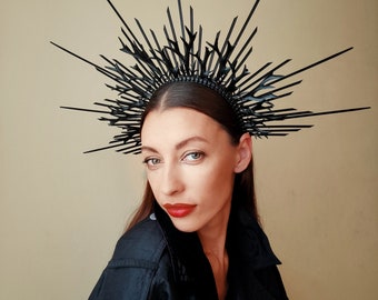 Halo-Krone / Schwarze Krone / Halloween-Krone / Met Gala Krone /