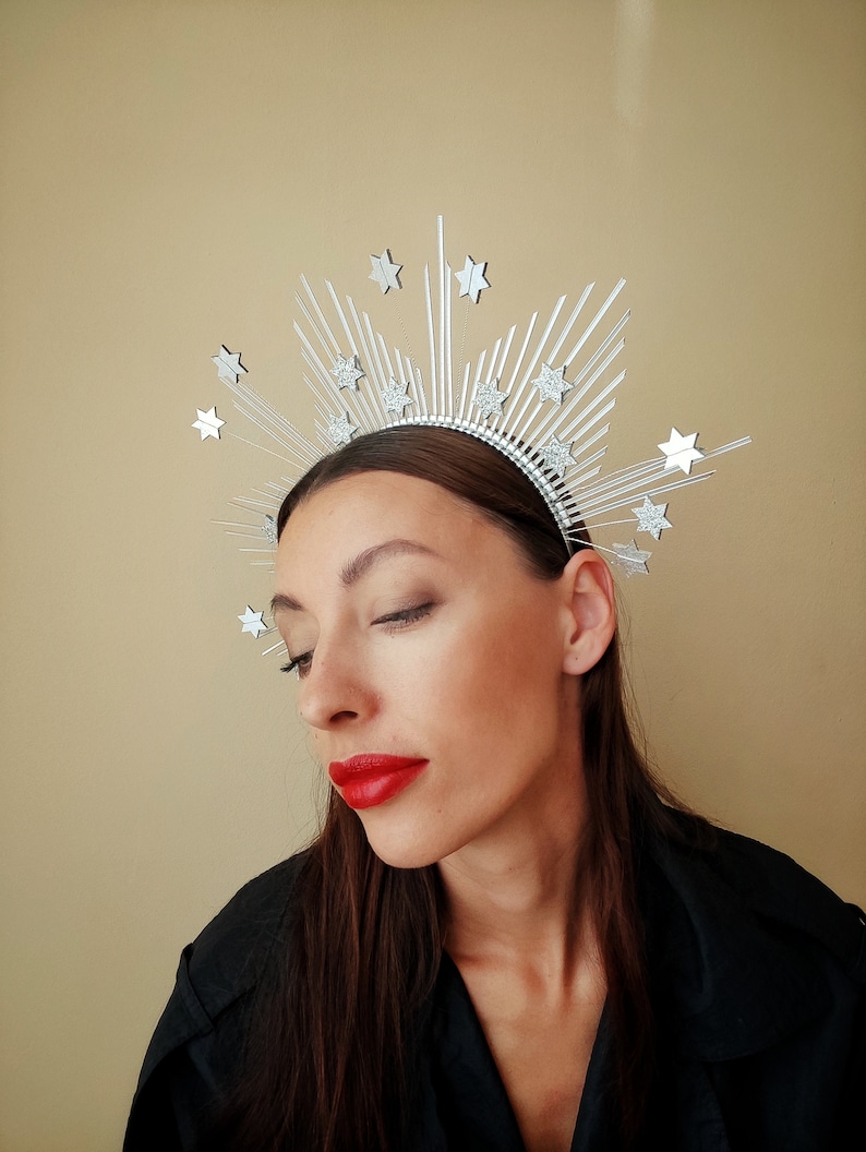 Star crown / Silver halo crown/ Headband with stars/ Star tiara image 7