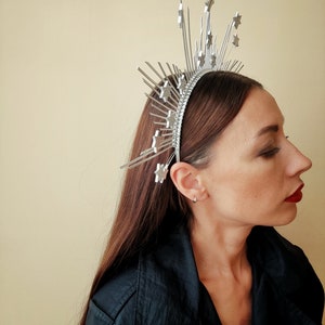 Star crown / Silver halo crown/ Headband with stars/ Star tiara image 9