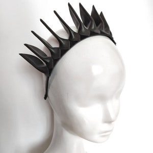 Leather brown crown in gothic style/ king crown / medieval crown/ leather headband Black