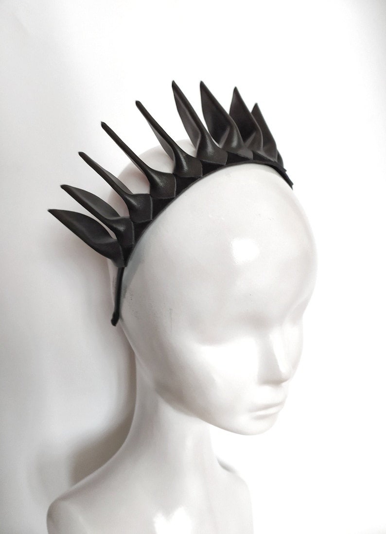 Leather brown crown in gothic style/ king crown / medieval crown/ leather headband Black