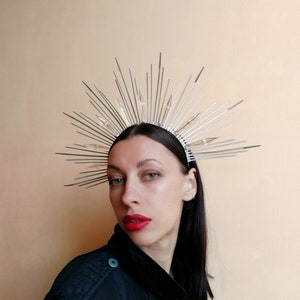 Silver halo crown/  Halo headband/ Gothic crown/ Party headpiece/