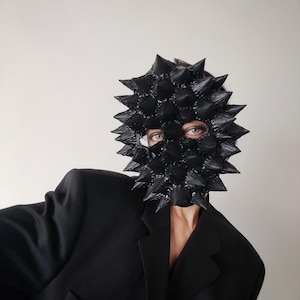 Black Gothic style dragon mask / Blind man mask / Halloween mask / Wasteland mask / Horror mask / Spiked mask