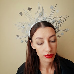 Star crown / Silver halo crown/ Headband with stars/ Star tiara image 6