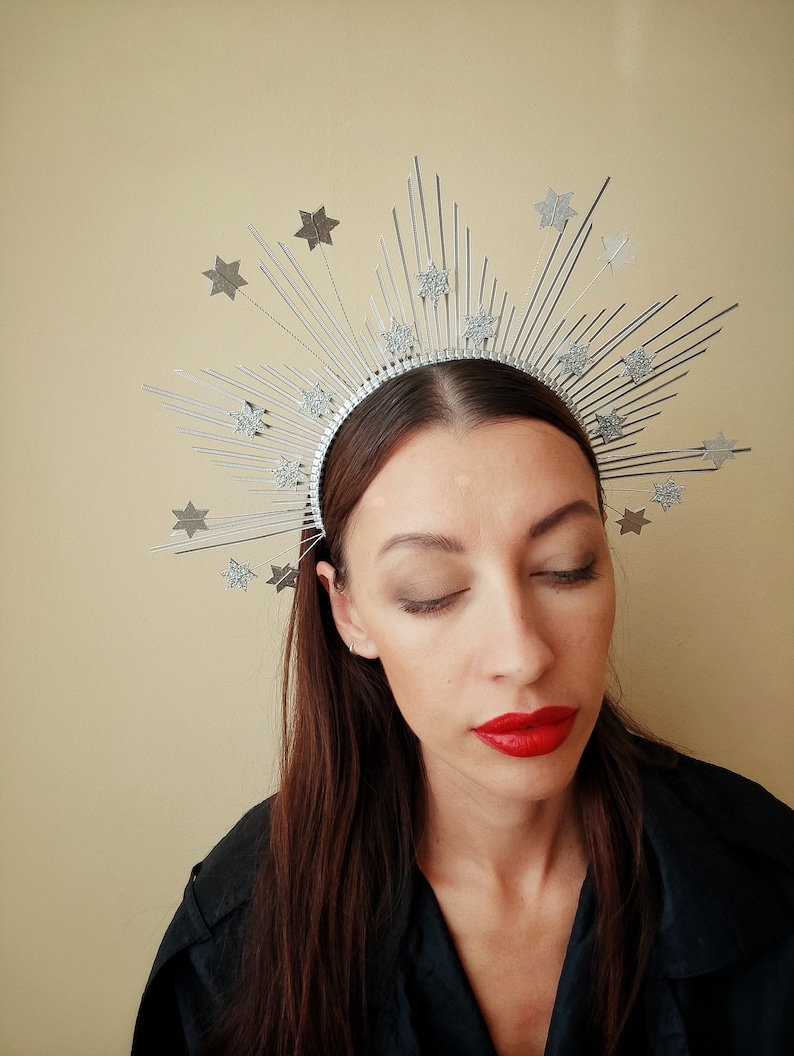 Star crown / Silver halo crown/ Headband with stars/ Star tiara image 6