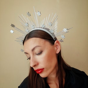 Star crown / Silver halo crown/ Headband with stars/ Star tiara image 10