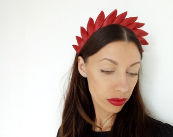 Red leather crown/ Spike crown/ Tiara crown/ Bridal crown