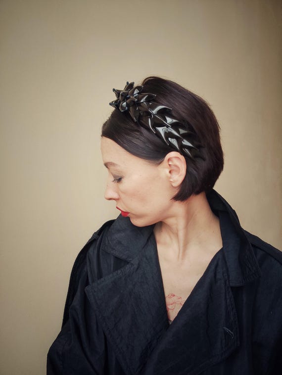 Leather crown with scales gothic style/Dark brown crown/Leather headpiece/ Gothic crown