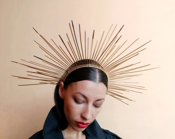 Gold halo crown/ Crown of thorns/ Halo headband/ Gothic crown/ Party headpiece