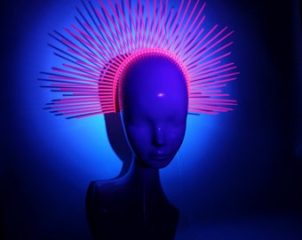 Neon Heiligenschein Krone/ neon UV-pink/ Heiligenschein Stirnband