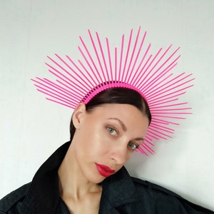 Neon halo crown/  neon UV-pink/ Halo headband/ Crown Zip Tie/ Neon UV Pink/ Halo festival