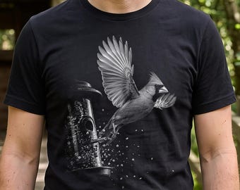 Birdwatching Shirt,  Northern Cardinal Artwork, Backyard Bird Watching Gift