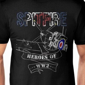 RAF SPITFIRE British Fighter T-Shirt - Great Airplane Pilot Gift for WW2 Veterans - Bella Soft Cotton Unisex T-Shirt