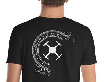 Unisex Gildan Softstyle Premium Cotton T-Shirt Print on Back /& Chest FAA Licensed UAS UAV Drone Pilot Shirt Gift Part 107 Certified
