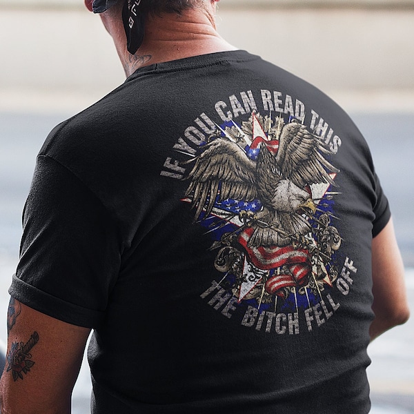 If You Can Read This The Bitch Fell Off, Funny Biker Shirt, Motorcycle Shirt, Motorcycle Rider, Biker Gift, Motorcycle Gifts - PRINT ON BACK