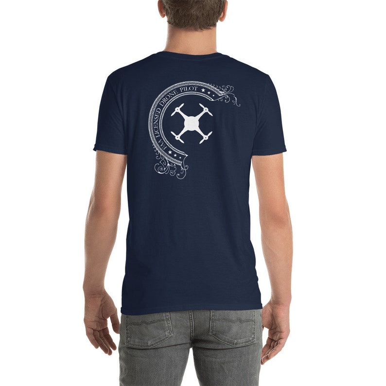 Unisex Gildan Softstyle Premium Cotton T-Shirt Print on Back /& Chest FAA Licensed UAS UAV Drone Pilot Shirt Gift Part 107 Certified
