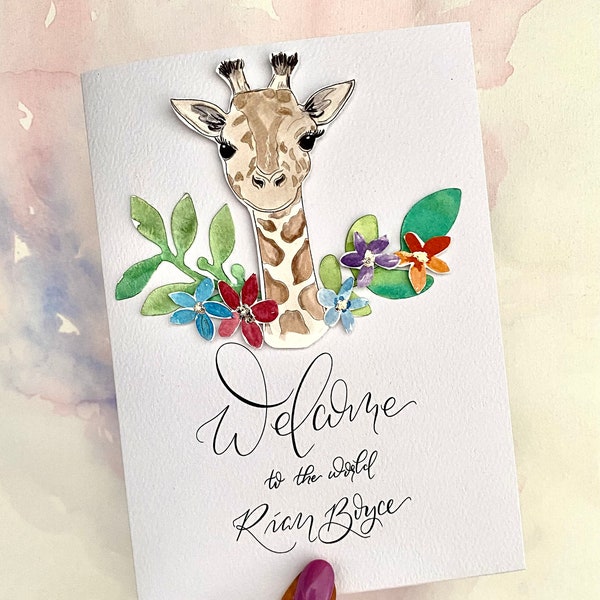 Personalise Baby Giraffe personalised card | Baby Gift | Baby Animal | Baby present | Personalised Baby Gift | personalised baby present