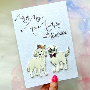 Golden Retriever Personalised Calligraphy wedding card | Dog wedding Card | Dogs getting Married | Dog themed card