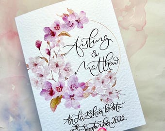 Tarjeta con corona floral personalizada / Caligrafía personalizada, para cualquier ocasión.