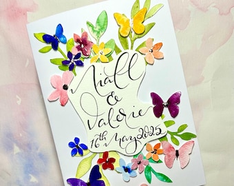 Tarjeta floral con caligrafía personalizada / Mensaje personalizado hecho a mano