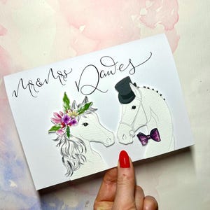 Biglietto di nozze personalizzato con cavallo / Amante dei cavalli / Biglietto personalizzato con animali / Biglietto equino / Biglietto di fidanzamento, regalo di nozze, regalo di nozze, regalo