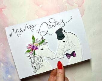 Personalised horse wedding card | Horse lover | custom animal card | Equine card | engagement card, wedding gift, wedding present, gift